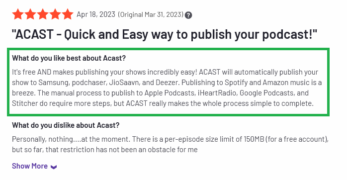 best free podcast hosting platform acast review