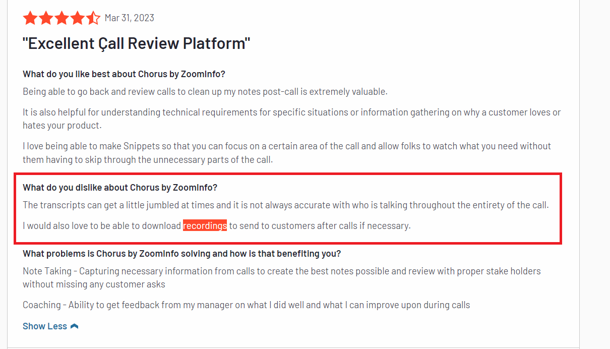 Chrous review as a sales coaching software